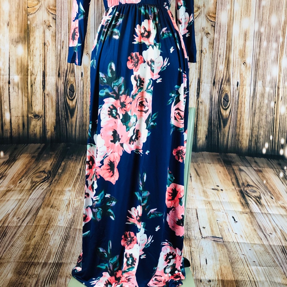 Floral Printed Maxi Dress Various Size Blue - Picture 4 of 8